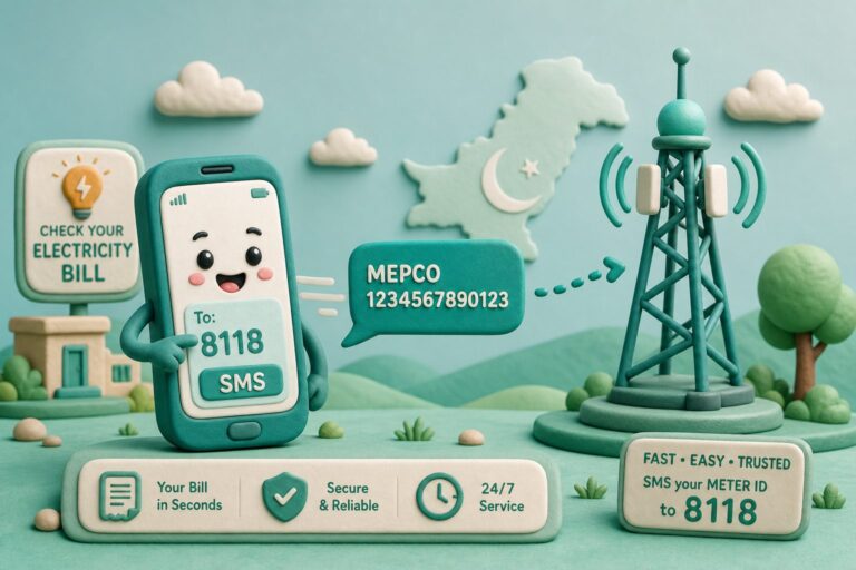 Mobile phone sending an SMS for MEPCO bill information