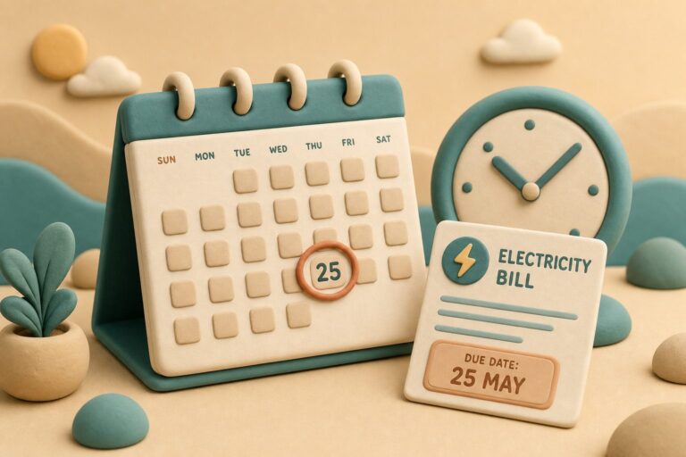 MEPCO electricity bill with a calendar highlighting the due date