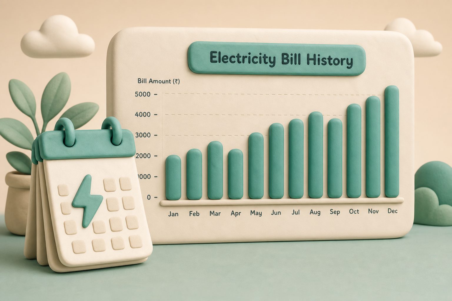 Twelve-month MEPCO bill history with unit consumption chart
