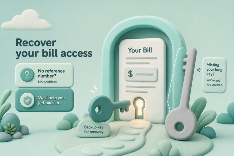 Backup consumer ID key for checking a bill without reference number