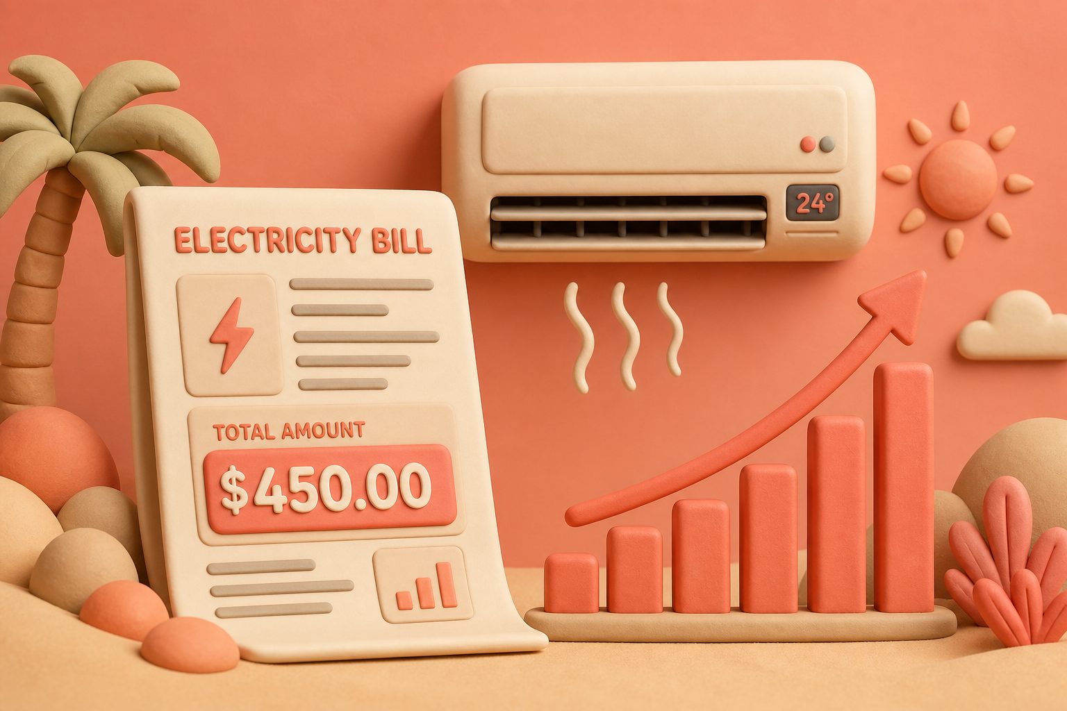 Air conditioner and rising chart explaining a high MEPCO bill
