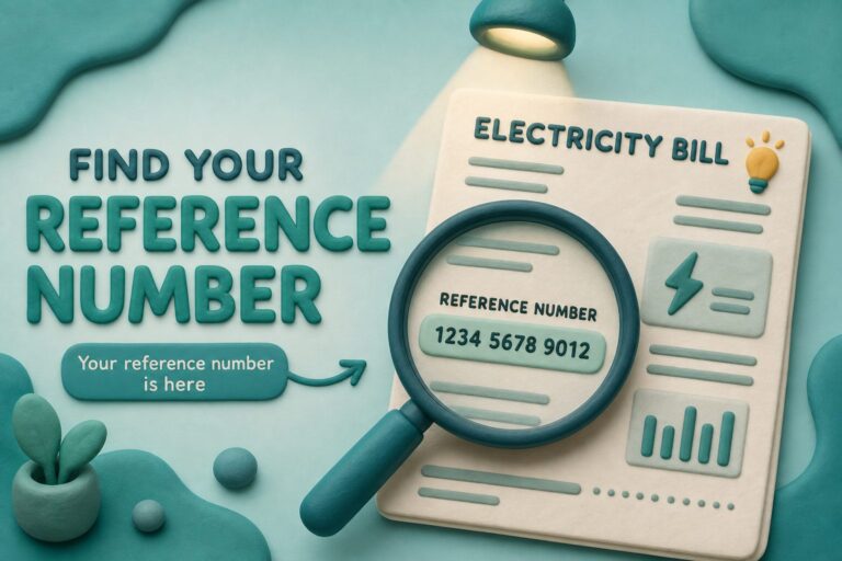 Magnifying glass highlighting the reference number on a MEPCO bill