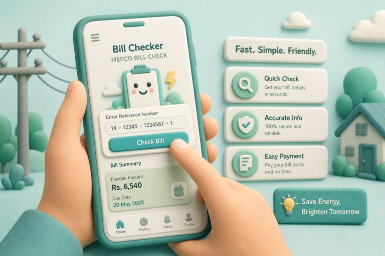 Smartphone displaying the MEPCO online bill checker